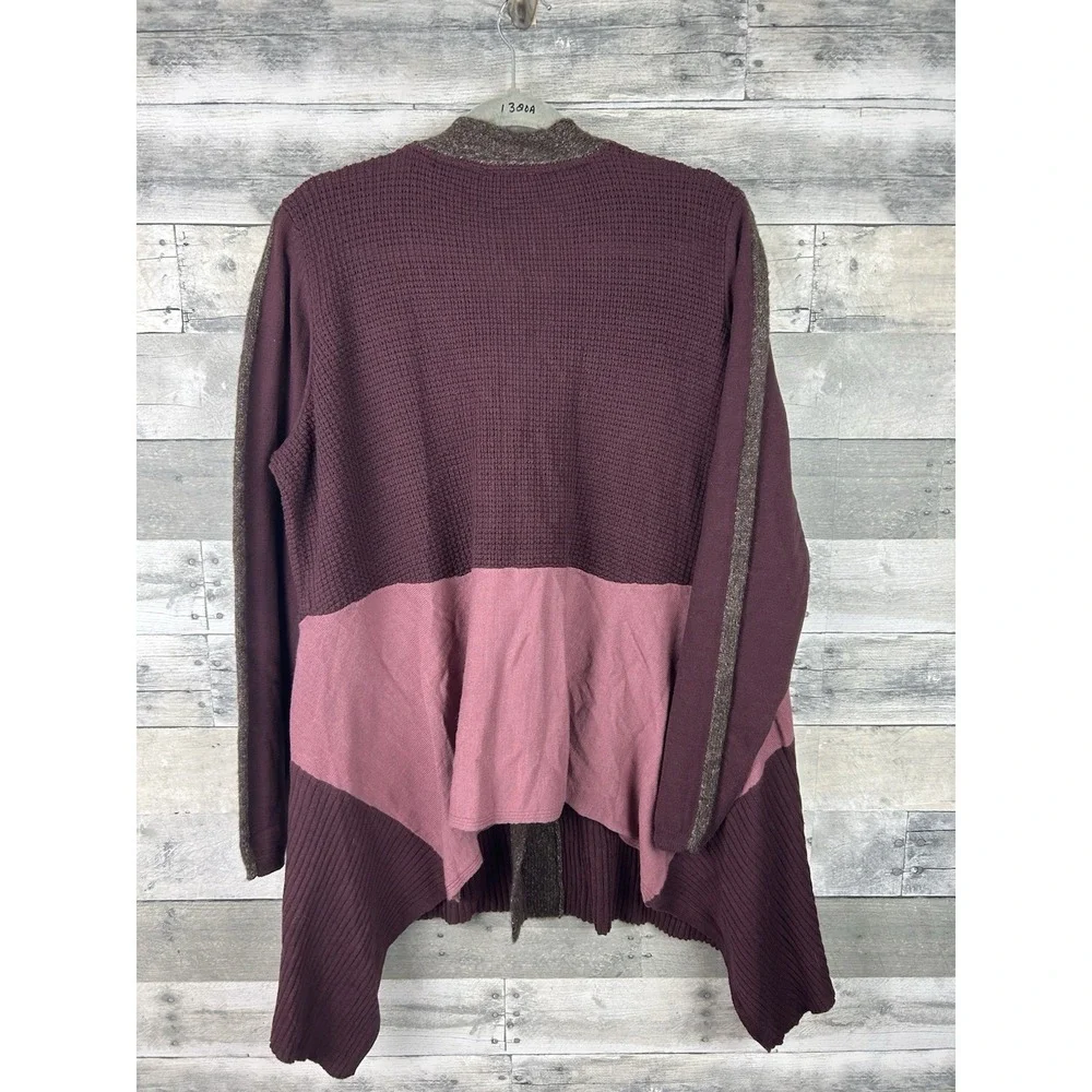 LOGO Lori Goldstein XL One Button Waffle Knit Cardigan